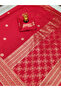 Red Silk Blend Banarasi Saree with Golden Zari Border - MAF3159 | Red & Gold - 4