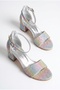 Girl's Patterned Ankle-Strapped Short Heeled Evening Dress Shoes - 5