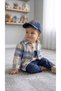 Lumberjack Shirt, Hiphop Pants, Printed Badge and Hat, 4-Piece Baby Boy Set - 2