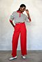Red Striped Sweater with Front Zipper 2757 - 3