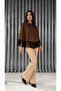 Women's Suede Tasseled Poncho Jacket with Eyelet Studs Detailed Cape Jacket - 3