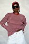 Red Crew Neck Striped Knitwear 19013 - 2