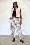Beige Zebra Patterned Trousers 19005 - 2