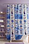 Seafront Icons in Squares Patterned Shower Curtain, Bathtub Curtain 175X200Cm