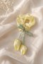 Tulip Figured Satin Fabric 10 cm Bagel Buckle Women's Bun Buckle Hair Accessory - 4