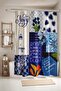 Navy Blue Icons Patterned Shower Curtain, Bathtub Curtain 175X200Cm