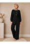 Cotton Buttoned Double Suit with Mobile Belt Black