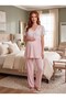 New Season Women's Powder Lace Detailed Special Design Short Sleeve Maternity Pajama Set with Breastfeeding Feature - 7