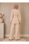 Cotton Buttoned Double Suit with Mobile Belt Beige - 5
