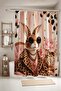 Rich Rabbit Patterned Shower Curtain with Leopard Dress, Bathtub Curtain 175X200Cm - 2