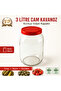 3 Liter Glass Jar with Red Screw Lid, Large Size Canning Jar for Pickles and Olives