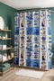 Seafront Icons in Squares Patterned Shower Curtain, Bathtub Curtain 175X200Cm - 4