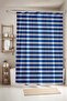Flat Horizontal Navy Blue Lines Patterned Shower Curtain, Bathtub Curtain 175X200Cm