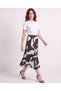 Women's Crew Neck Short Sleeve Viscose Blouse and Patterned Micro Jersey Skirt Set - 3