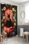 Black Scarf Cat and Flowers Patterned Shower Curtain, Bathtub Curtain 175X200Cm - 5