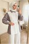 Women's Seasonal Tunic Trouser Set Striped Belted Wide Leg Hijab Two-Piece Set - 3