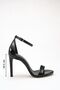 Black Thin Heeled Single Strap Ankle Strap Stylish Evening Dress Sandals - 2