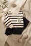 Baby and Child Striped Smiley Embroidered 100% Cotton 2-Piece Top and Bottom Set - Black Cream Combination - 2