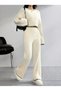 Fashionable Shepherd Detailed Stylish Women's White Knitwear Trousers Sweater Set Autumn/Winter - 4