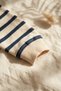 Baby and Child Striped Smiley Embroidered 100% Cotton 2-Piece Top and Bottom Set - Navy Blue Cream Combination - 4