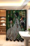 Green Ground Coffee Girl Patterned Shower Curtain, Bathtub Curtain 175X200Cm - 3