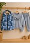 Baby Boy Hooded Zippered Lined Padded Vest Seasonal Cotton Top and Bottom 3-Piece Tracksuit Set - 4