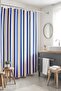 Ecru Navy Blue Stripes Patterned Shower Curtain, Bathtub Curtain 175X200Cm - 5