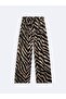 Zebra Patterned Wide Leg Black Trousers - 3
