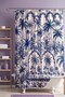 Navy Blue Palms Patterned Shower Curtain, Bathtub Curtain 175X200Cm - 2