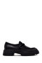 Women's Black Buckle Thick Soled Leather Masculine Loafer Af200016Dv