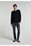 Regular Fit Round Neck Jacquard Men's Navy Blue Sweater - 3