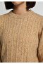 Regular Fit Round Neck Plain Women's Brown Sweater - 4