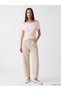 Alita City Farkıyla Lcw Everyday Pink Combed Cotton Plain Boat Neck Short Sleeve Women's Blouse - 2