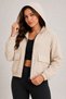 Women's Stone-Colored, Crinkle Fabric, Hooded, Zippered, Water and Wind Resistant Crop Raincoat