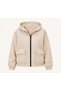 Women's Stone-Colored, Crinkle Fabric, Hooded, Zippered, Water and Wind Resistant Crop Raincoat - 4