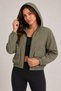 Women's Khaki, Crinkle Fabric, Hooded, Zippered, Water and Wind Resistant Crop Raincoat