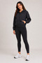 Women's Black, Crinkle Fabric, Hooded, Zippered, Water and Wind Resistant Crop Raincoat - 2