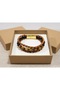 Tervan Sienna Light Brown Leather Men's Bracelet - Beaded Multi-Layered Weave - 3