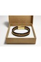 Taverno Gild Brown Leather Men's Bracelet - Gold Tone Bead Detail - 3