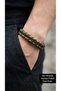 Elvardo Moss Khaki Brown Leather Men's Bracelet - Double Row Braided Design