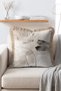 Modern Fringed Throw Pillow Cover with Abstract Brushstroke and Linear Art Pattern - 3