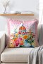 Florence Cathedral and Flower Vase Pattern Watercolor Fringe Throw Pillow Cover - 3
