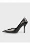Women's summer 11cm thin closed heel shoe - 574 085 - black matte opening-croco - 3