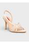 Women's Summer 11cm Thin Open Heeled Shoes - 574 1118 - Beige Satin - 2