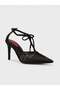 Women's Summer 9cm Thin Open Heeled Shoes - 574 1122 - Black Satin - 2