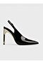 Women's summer 11cm thin open heel shoes - 574 3264 - black patent leather