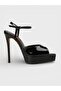 Women's summer open heel shoes - 574 100 - black patent leather