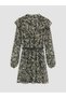 Peak New Season Black Patterned Belted Ruffled Chiffon Mini Dress - 6