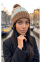 Earthline Ethnic Patterned Pompom Soft Textured Knitted Beanie 2791 - 3