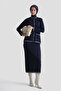 Striped detailed knitwear set navy blue